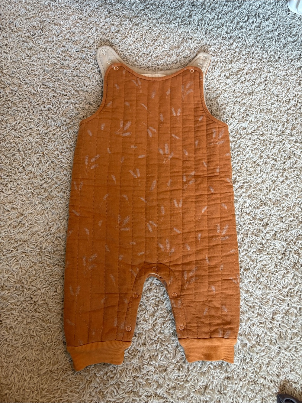 Quilted Sleeveless Baby One-Piece in Rust